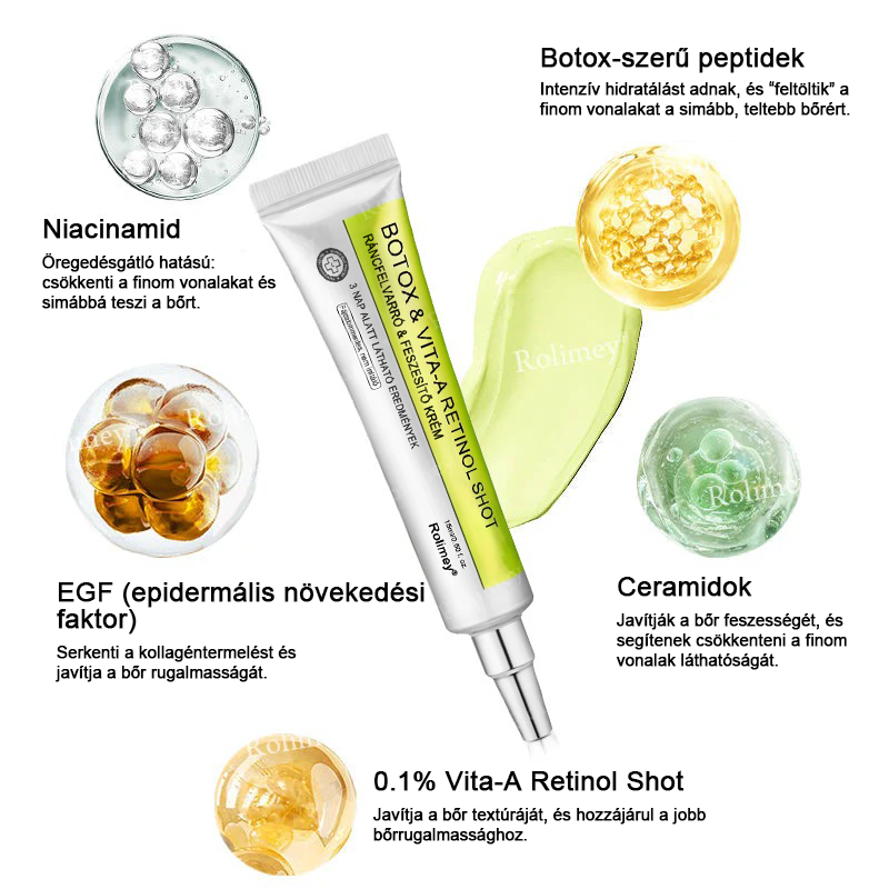 ⏰Rolimey® Botox & Vita-A Retinol Shot ráncfeszesítő krém ⏰ Utolsó nap! 70% kedvezmény