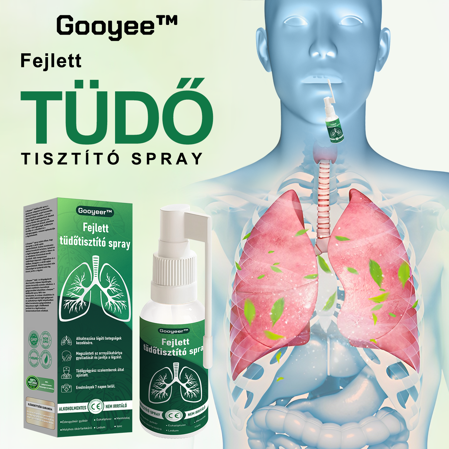 🌿𝐆𝐨𝐨𝐲𝐞𝐞𝐫™ Fejlett Tüdőtisztító Spray -Támogatja a tüdő, a hörgők és az orrmelléküregek egészségét, elősegíti a légzőrendszer egészségét és a könnyebb légzést