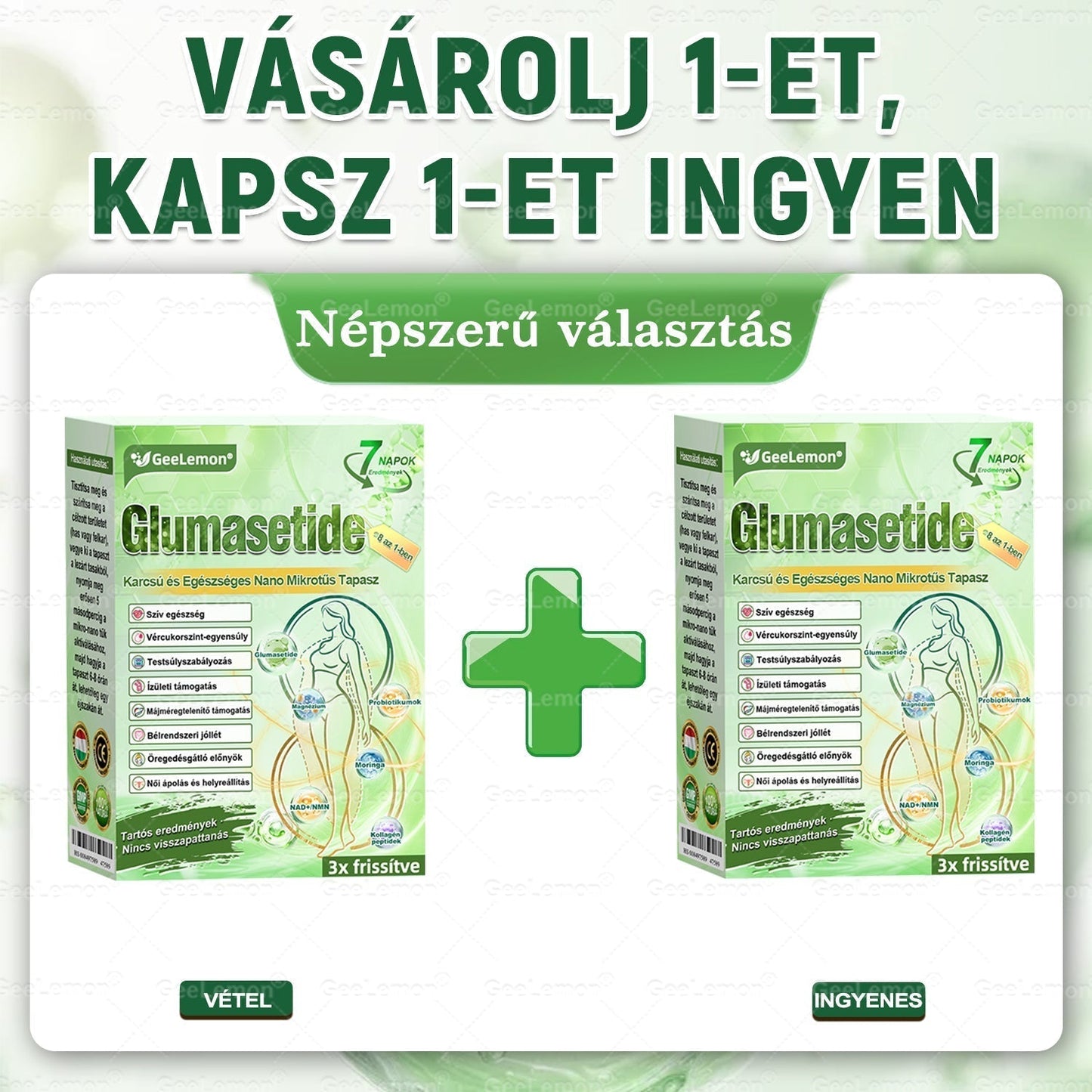 Ajánlott a Semmelweis Kórház által · BENU hivatalos üzlet| 👩‍⚕️ 𝐆𝐞𝑒𝐿𝑒𝐦𝐨𝐧® Glumasetide 8 az 1-ben Karcsú és Egészséges Nano Mikrotűs Tapasz