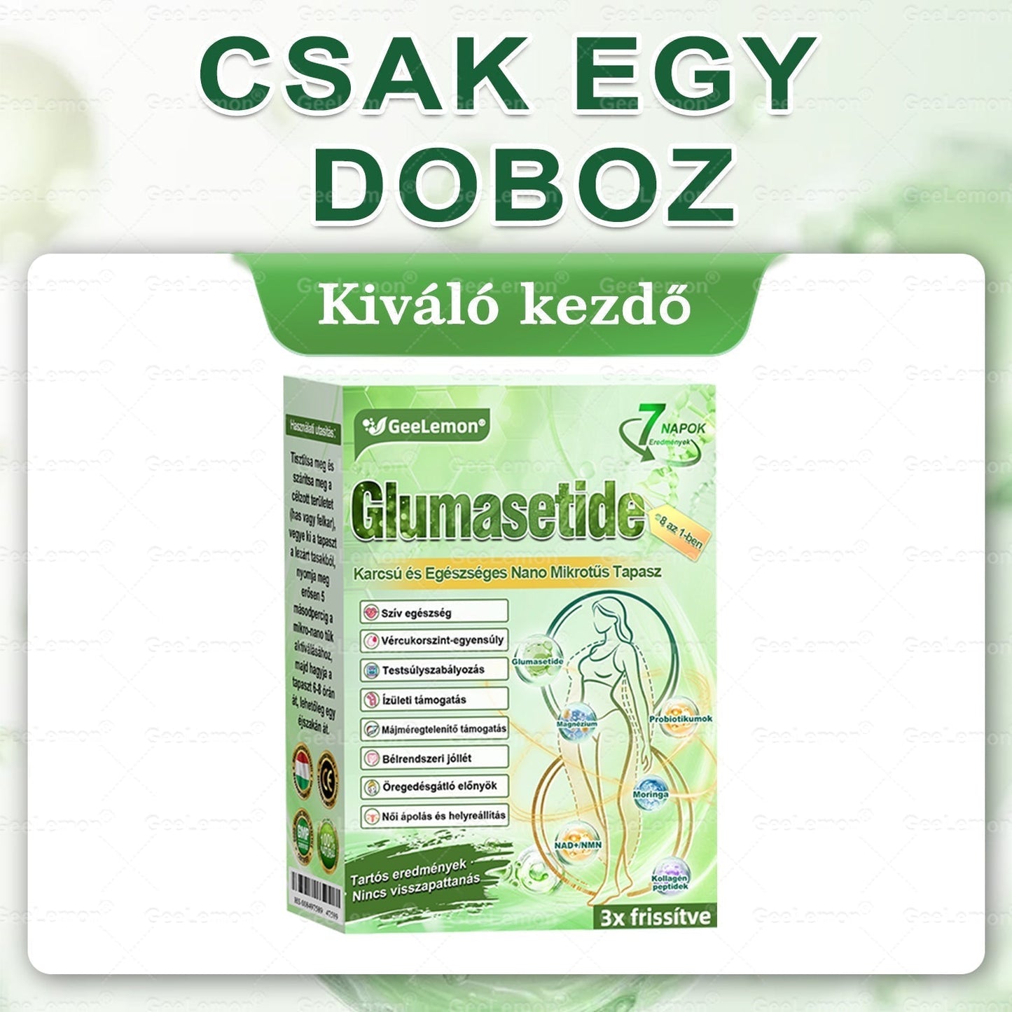 Ajánlott a Semmelweis Kórház által · BENU hivatalos üzlet| 👩‍⚕️ 𝐆𝐞𝑒𝐿𝑒𝐦𝐨𝐧® Glumasetide 8 az 1-ben Karcsú és Egészséges Nano Mikrotűs Tapasz