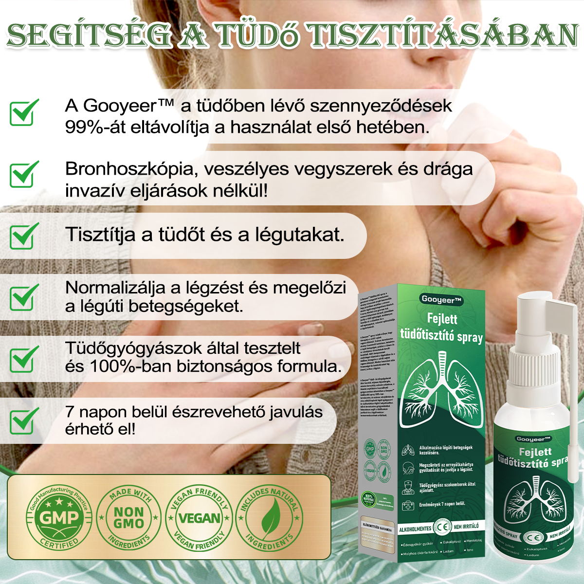 🌿𝐆𝐨𝐨𝐲𝐞𝐞𝐫™ Fejlett Tüdőtisztító Spray -Támogatja a tüdő, a hörgők és az orrmelléküregek egészségét, elősegíti a légzőrendszer egészségét és a könnyebb légzést
