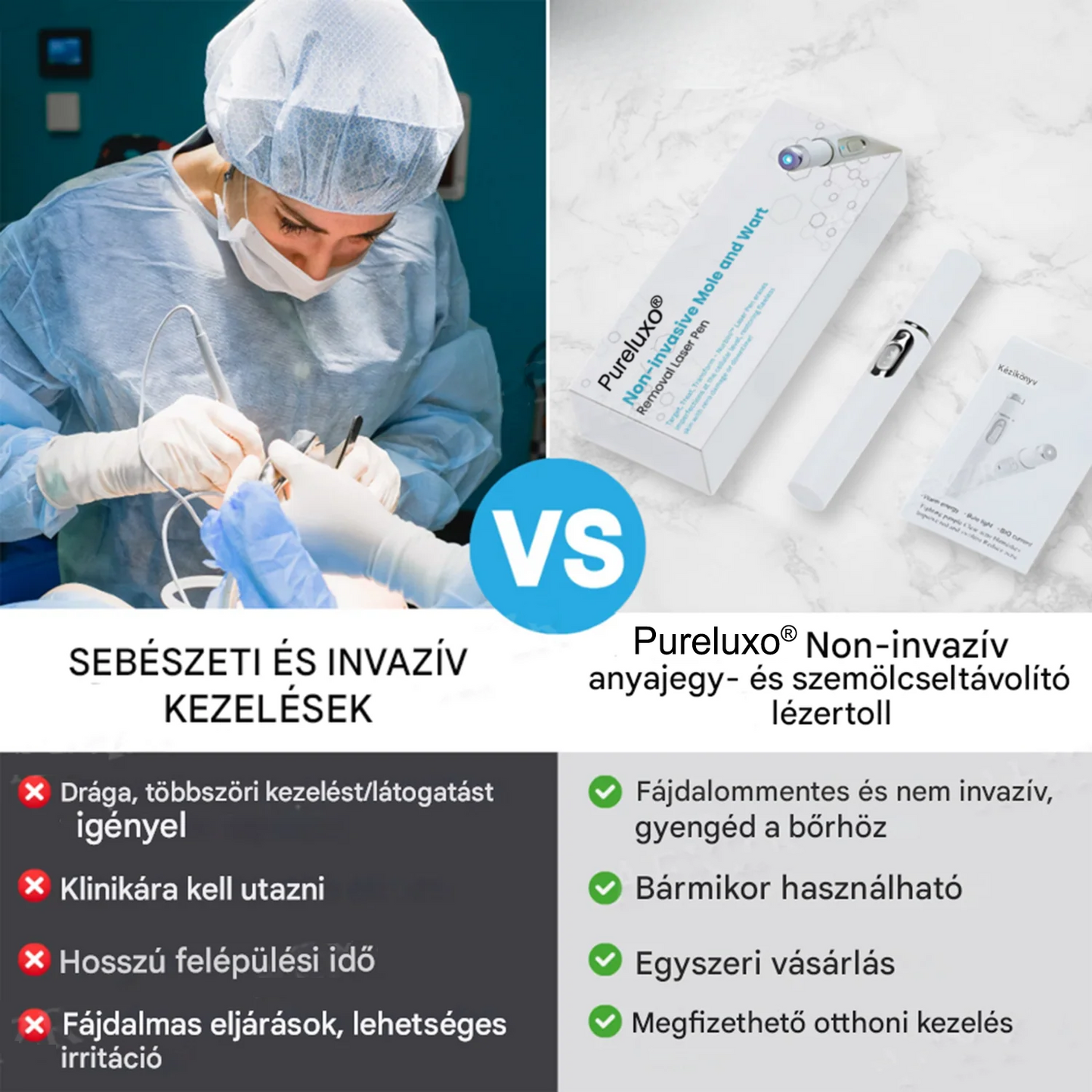 Pureluxo® non-invazív anyajegy- és szemölcseltávolító lézertoll✨
